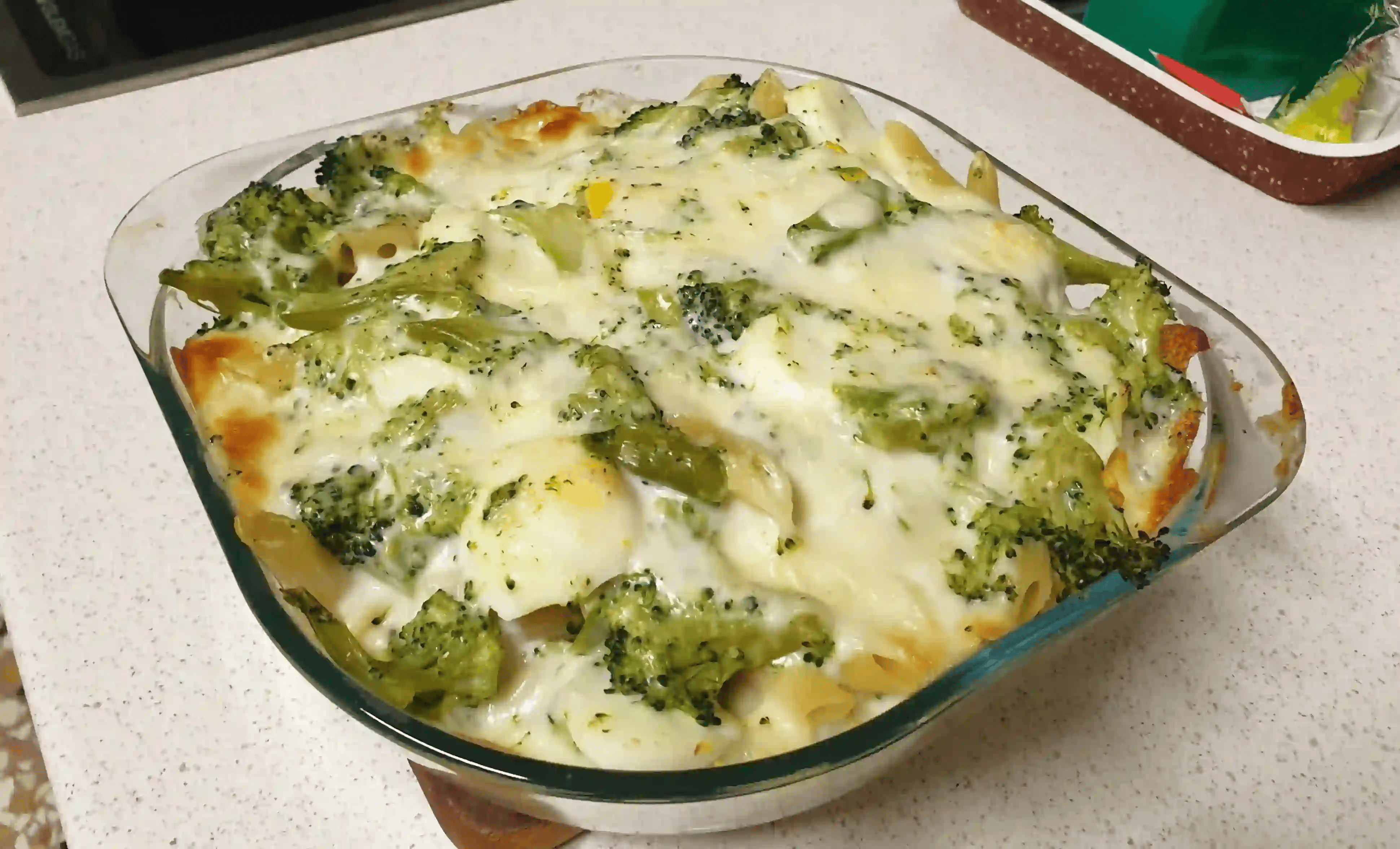 Baked Pasta with Broccoli, Boiled Eggs, and Scamorza Cheese
